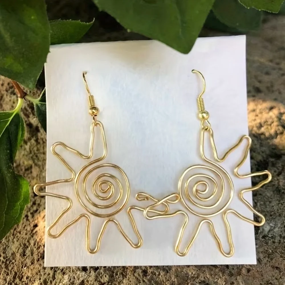 NEW Gold Sun Earrings